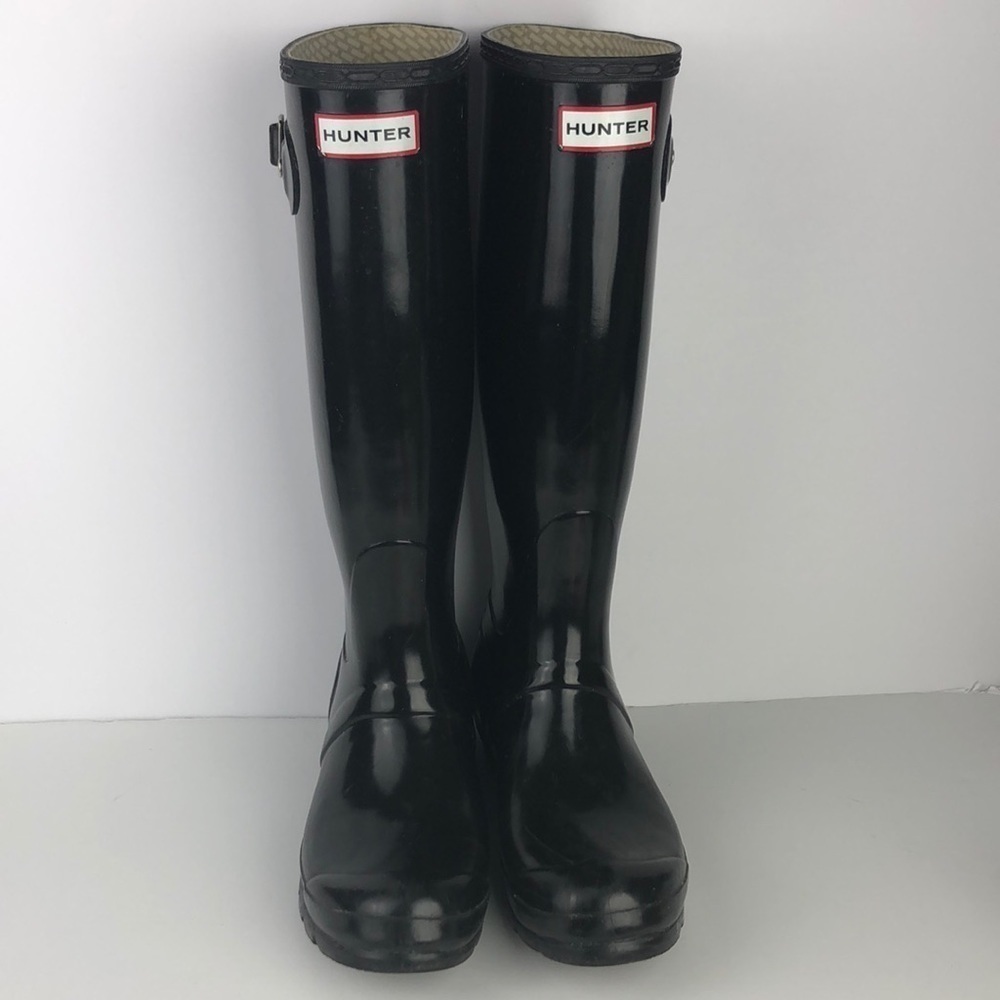Hunter Original Tall Black Gloss Pull On Rain Boots - Picture 4 of 16